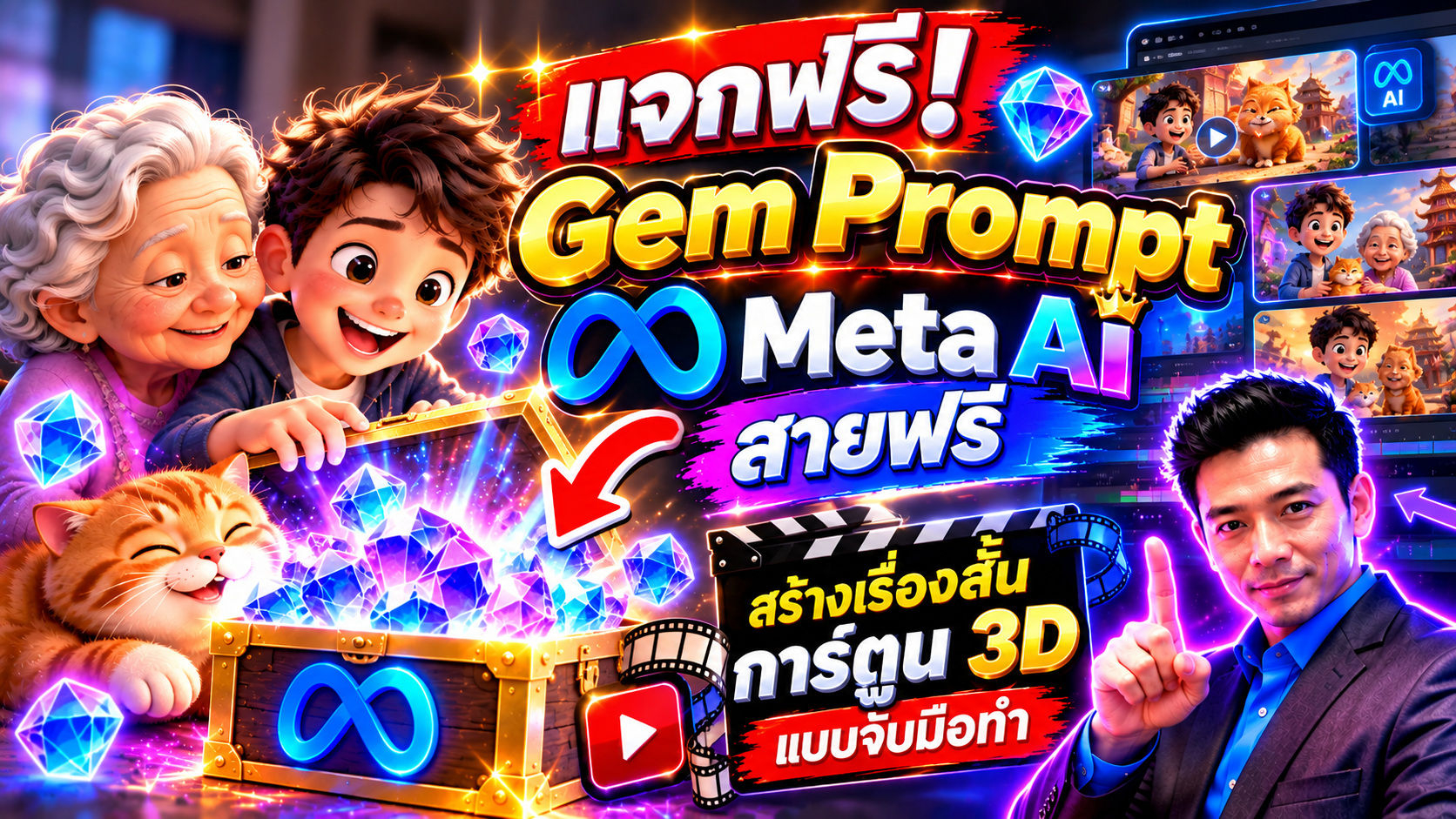 แจกฟรี Gem Prompt สร้างการ์ตูน 3D