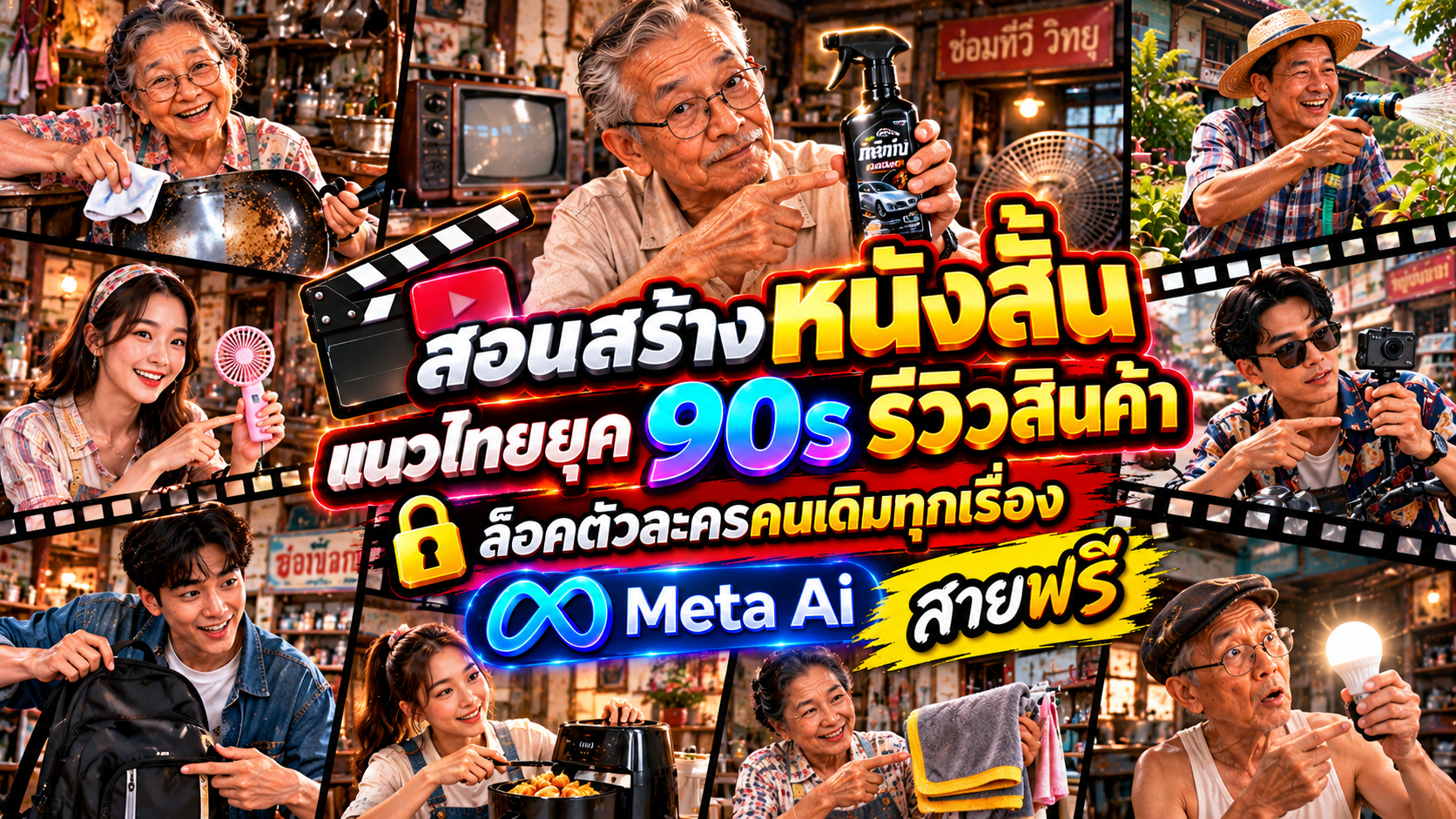 สอนสร้างเรื่องสั้น แนวหนังไทยยุค 90s รีวิวสินค้า Meta Ai (ละเอียดทุกขั้นตอน)