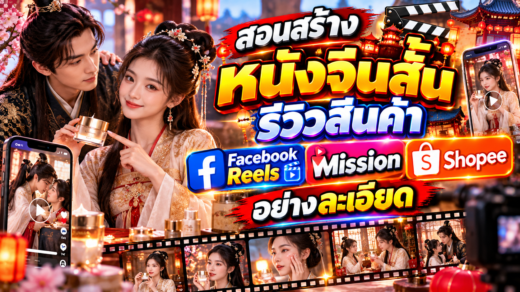 สอนสร้างหนังจีนสั้น รีวิวสินค้า Facebook Reels Mission Shopee อย่างละเอียด